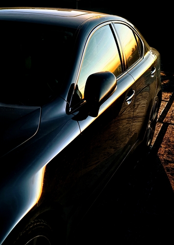 Atardecer en la ventanilla del coche OD