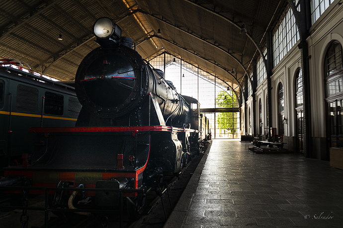 Trenes antiguos, interiores y elementos de la estación._-8